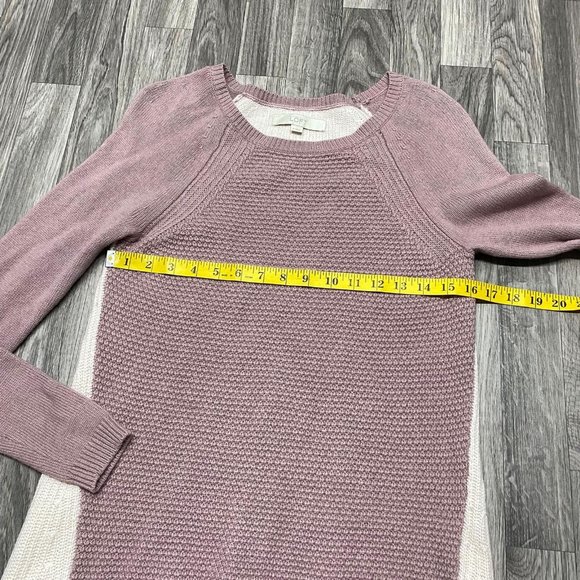 ANN TAYLOR LOFT Round Neck Cream/Mauve Merino Wool Blend Sweater Women's Size S - Picture 5 of 11